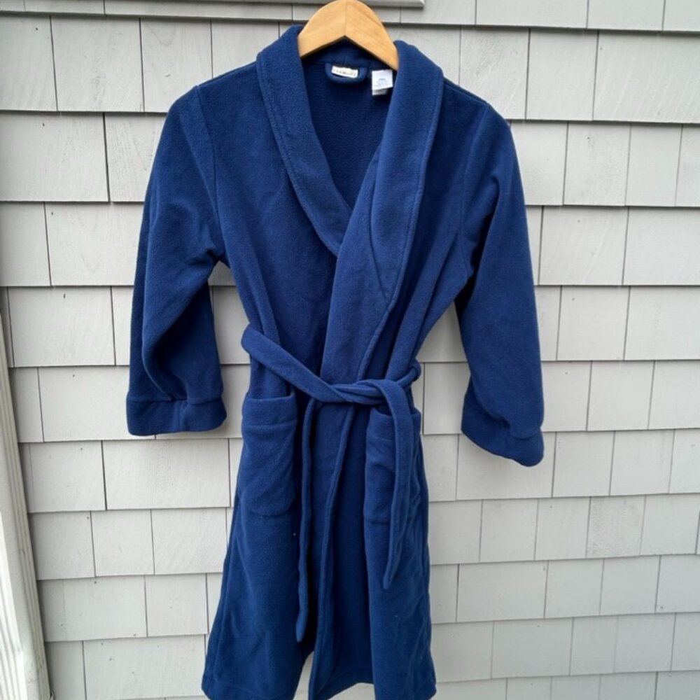 Kids LL Bean Fleece Bath Robe Blue